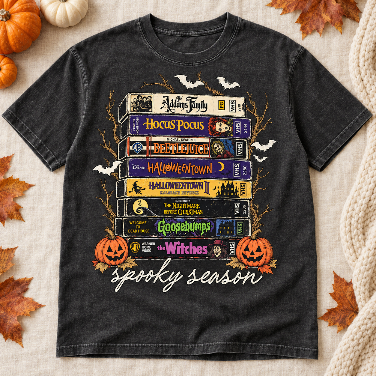 Spooky Season Rewind Tee — Pepper · styled shirt